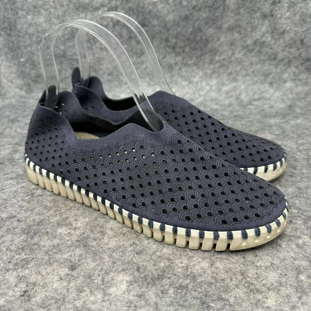 Ilse Jacobsen Tulip Slip On Shoes Womens Size 37 US 6.5 Blue Loafers Coastal